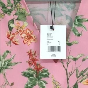 Anthropologie Gibson + Latimer V-Neck Floral Print Tunic Top Pink NWT Size XL